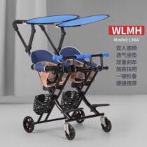 Twin Baby Double Stroller - سترولر توأم أزرق